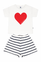Pigiama per bambina Petit Bateau bianco con stampa cuore A0CKD 01 PETIT BATEAU KIDS 