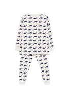 Set t-shirt e pantaloni per bambino Petit Bateau bianco con stampa balene all-over A0DBO 01 PETIT BATEAU KIDS 