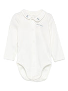 Body per neonati Petit Bateau bianco con ricamo con logo Anchor A0EKL 01 PETIT BATEAU KIDS 