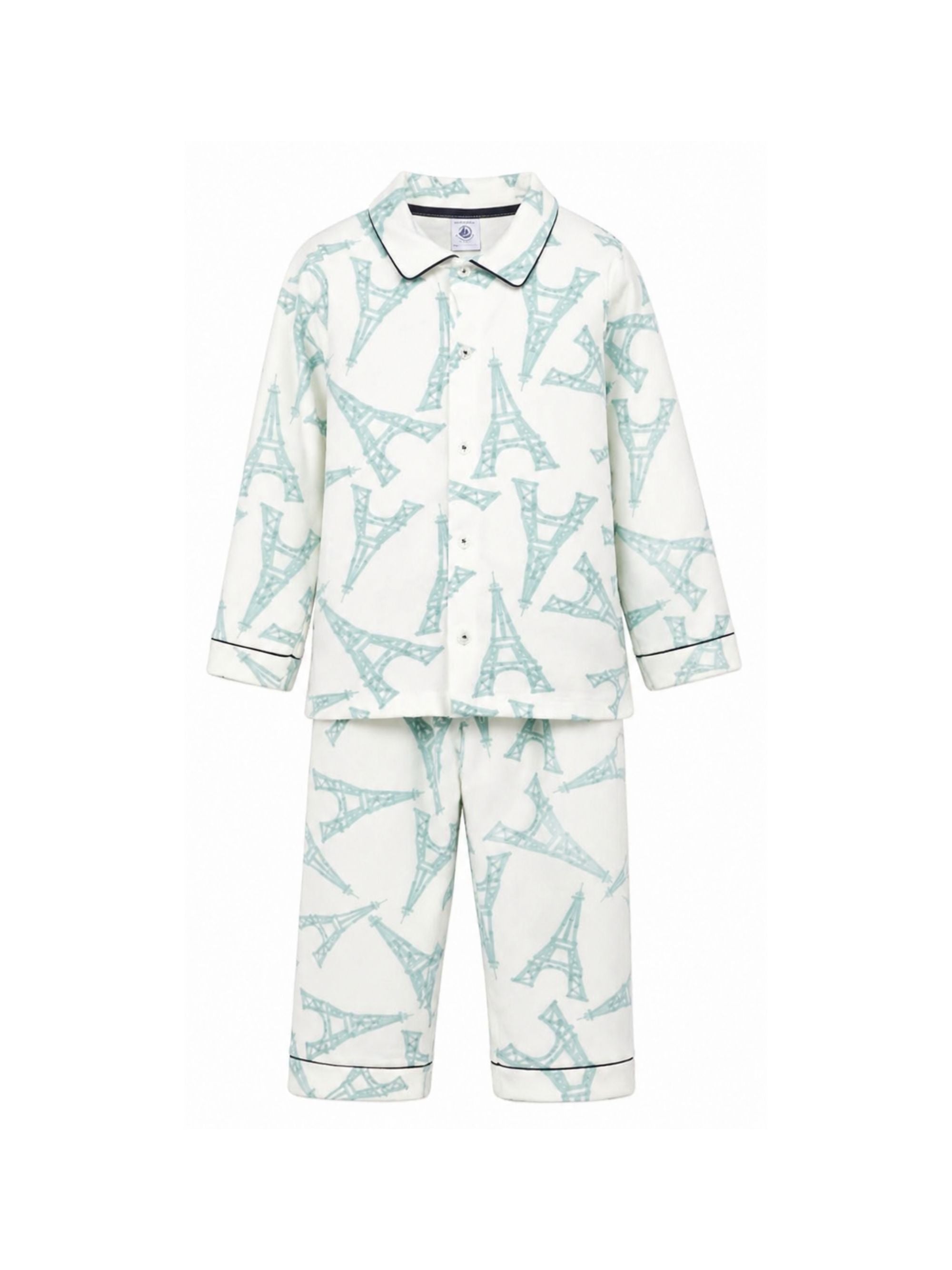 Pigiama per bambini Petit Bateau bianco con stampa torre eiffel A0F1H 01 PETIT BATEAU KIDS 