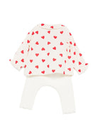Set di t-shirt e pantaloni per neonati Petit Bateau bianco con stampa a cuori A0F34 00 PETIT BATEAU KIDS 