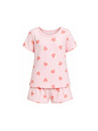 Pigiama per bambina Petit Bateau rosa con stampa a cuori A0F87 01 PETIT BATEAU KIDS 