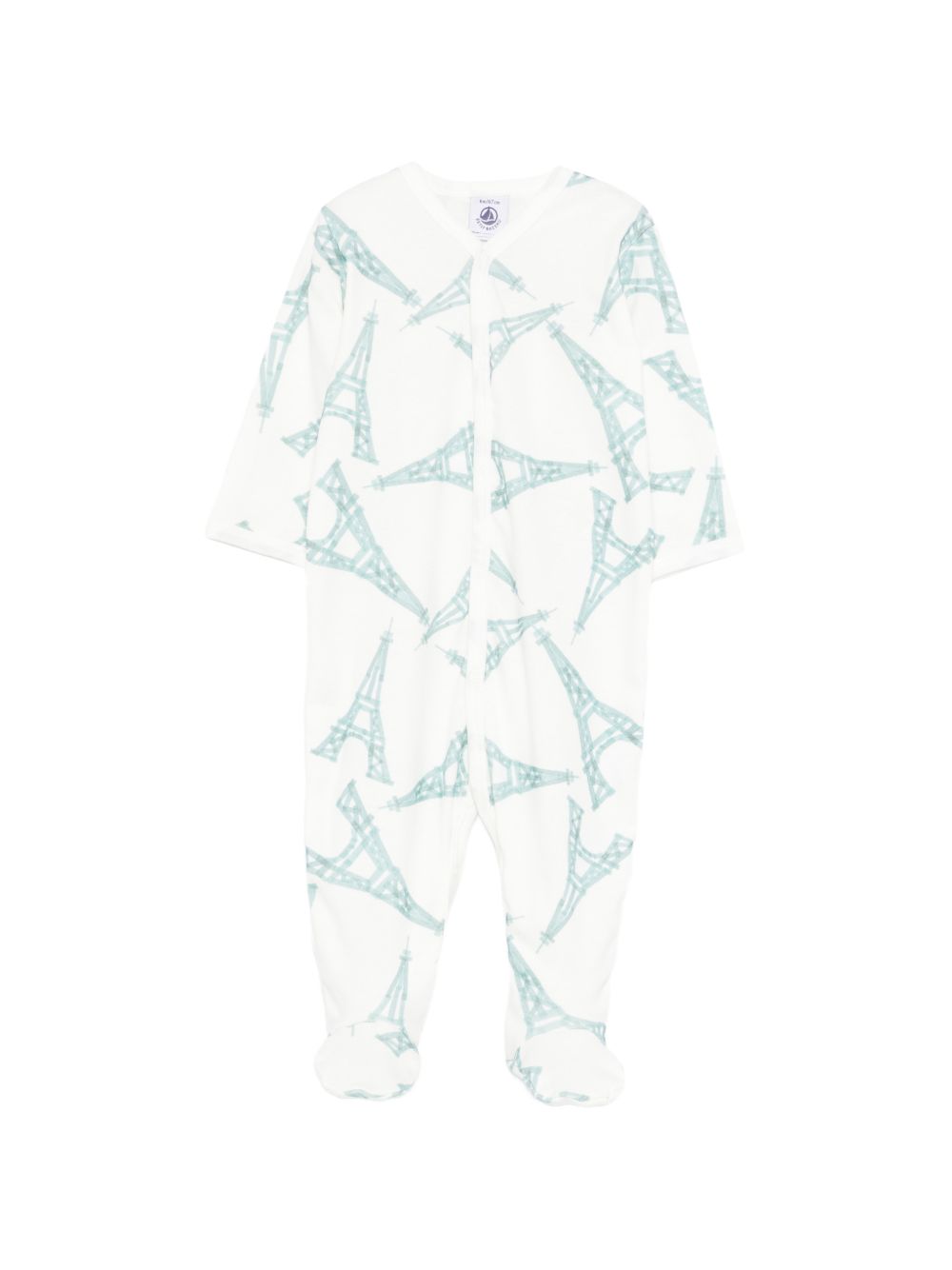 Pigiama per neonato Petit Bateau bianco con stampa torre eiffel A0F8S 01 PETIT BATEAU KIDS 
