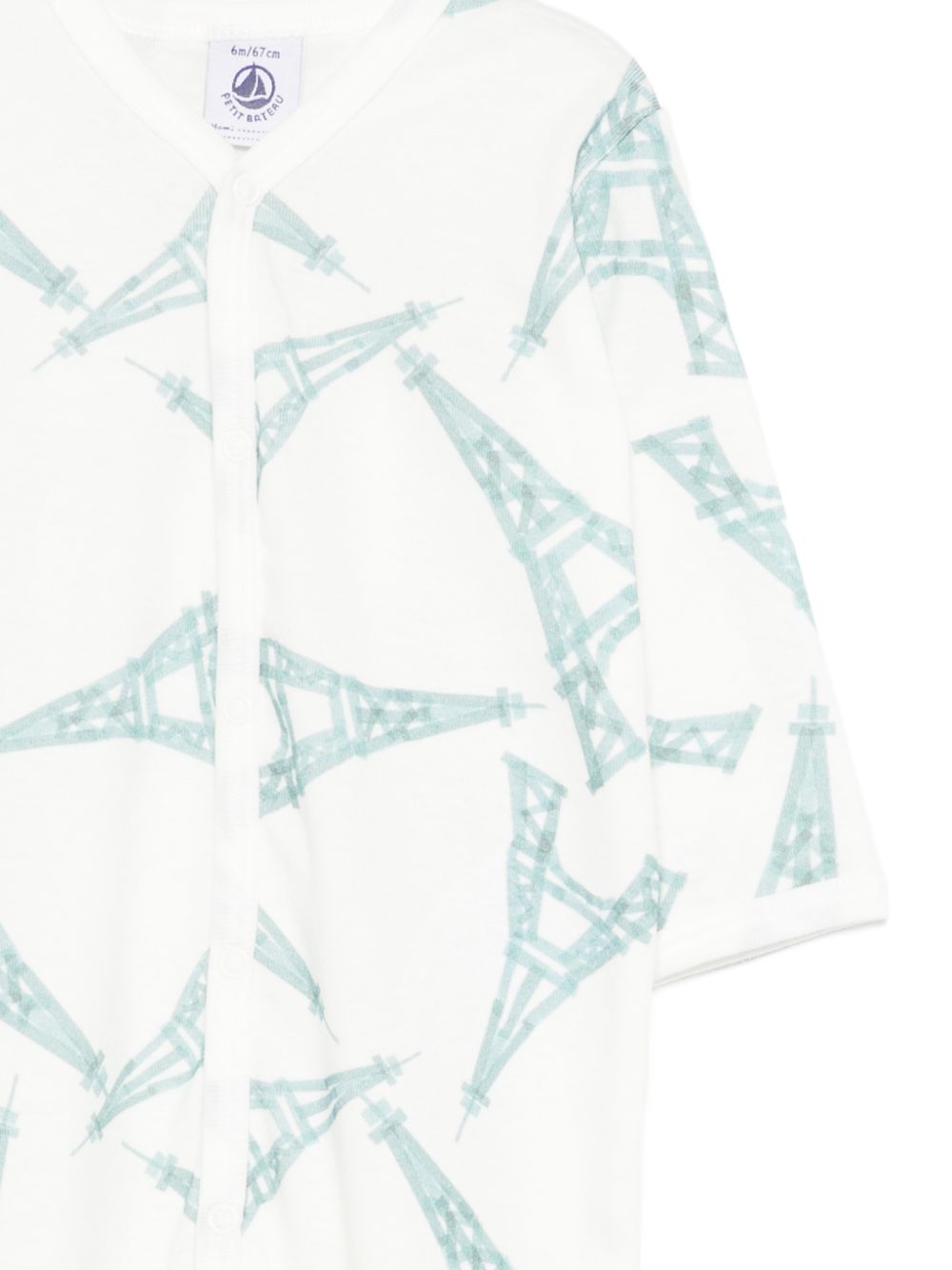 Pigiama per neonato Petit Bateau bianco con stampa torre eiffel A0F8S 01 PETIT BATEAU KIDS 