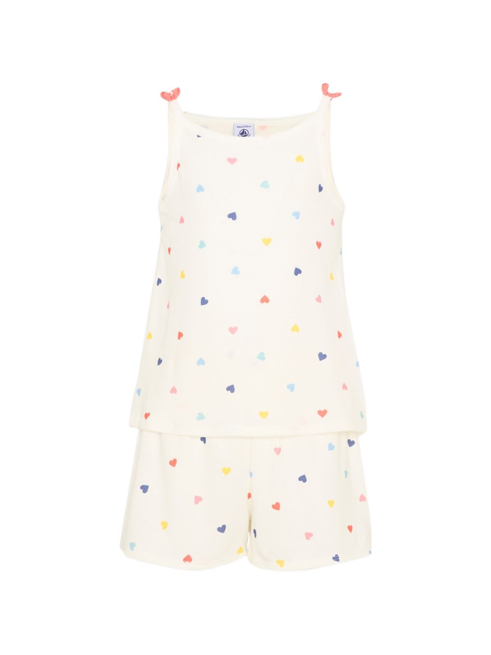 Pigiama per bambina Petit Bateau bianco con stampa cuoricini all-over A0F97 01 PETIT BATEAU KIDS 
