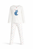 Pigiama per bambina Petit Bateau bianco con stampa gatto A0FBT 01 PETIT BATEAU KIDS 