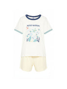 Pigiama per bambino Petit Bateau bianco con stampa grafica sul davanti A0FDG 01 PETIT BATEAU KIDS 