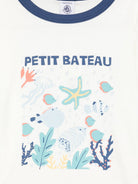 Pigiama per bambino Petit Bateau bianco con stampa grafica sul davanti A0FDG 01 PETIT BATEAU KIDS 