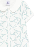 Tutina per neonati Petit Bateau beige con stampa Torre Eiffel all-over A0FEJ 01 PETIT BATEAU KIDS 