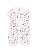 Tutina per neonati Petit Bateau bianca con stampa torre eiffel A0FES 01 PETIT BATEAU KIDS 