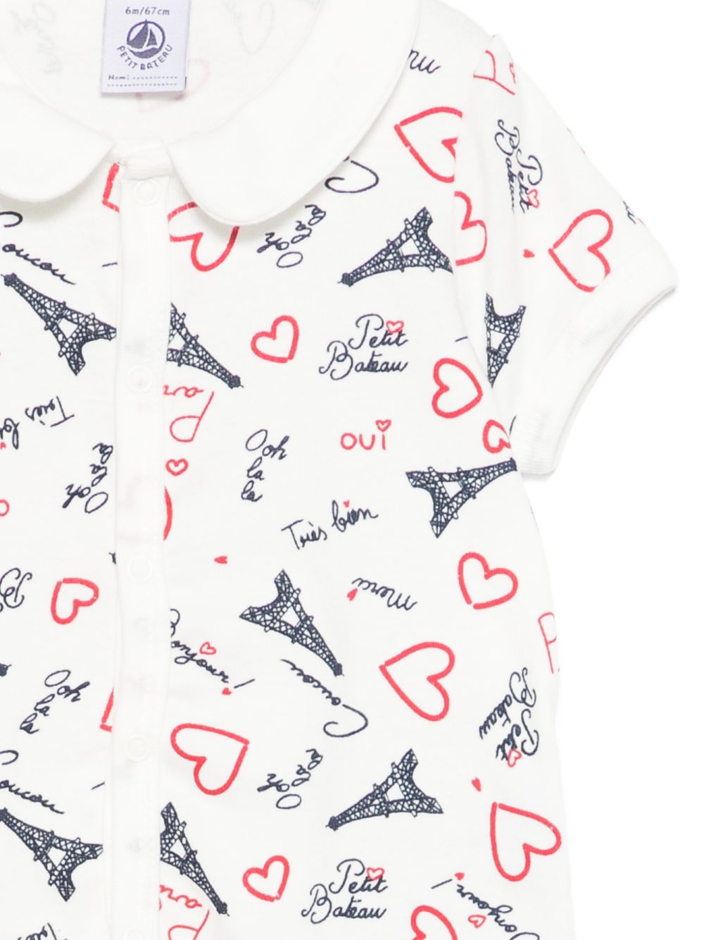 Tutina per neonati Petit Bateau bianca con stampa torre eiffel A0FES 01 PETIT BATEAU KIDS 