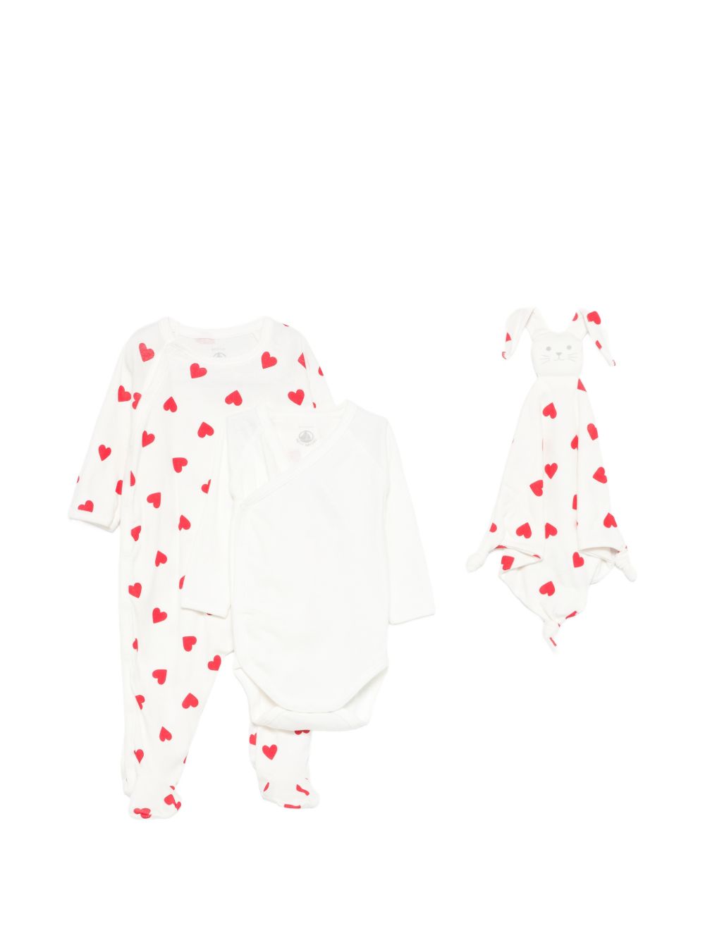 Set tutina body e doudou per neonati Petit Bateau bianco con stampa a cuori A0FF9 00 PETIT BATEAU KIDS 