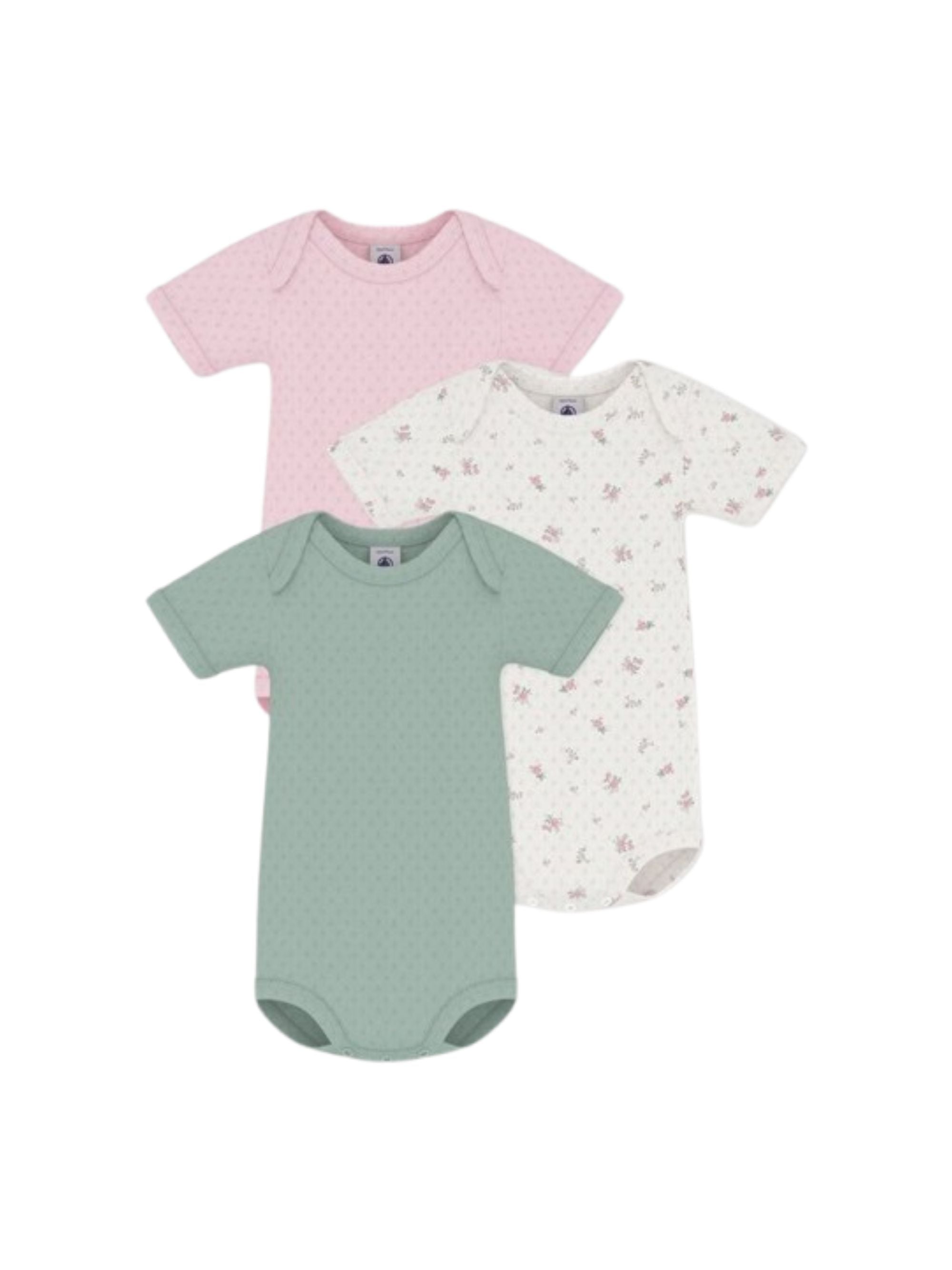 Set di tre body per neonata Petit Bateau multicolore con stampa floreale A0FOO 00 PETIT BATEAU KIDS 