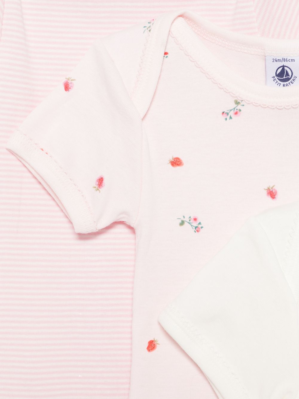Set di tre tutine per neonata Petit Bateau rosa con fantasie diverse A0FOU 00 PETIT BATEAU KIDS 