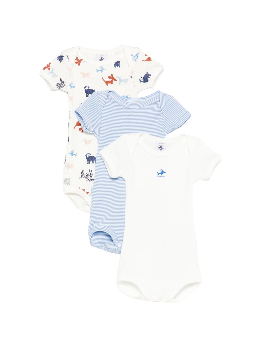 Set tre body per neonato Petit Bateau multicolore a girocollo A0FQN 00 PETIT BATEAU KIDS 