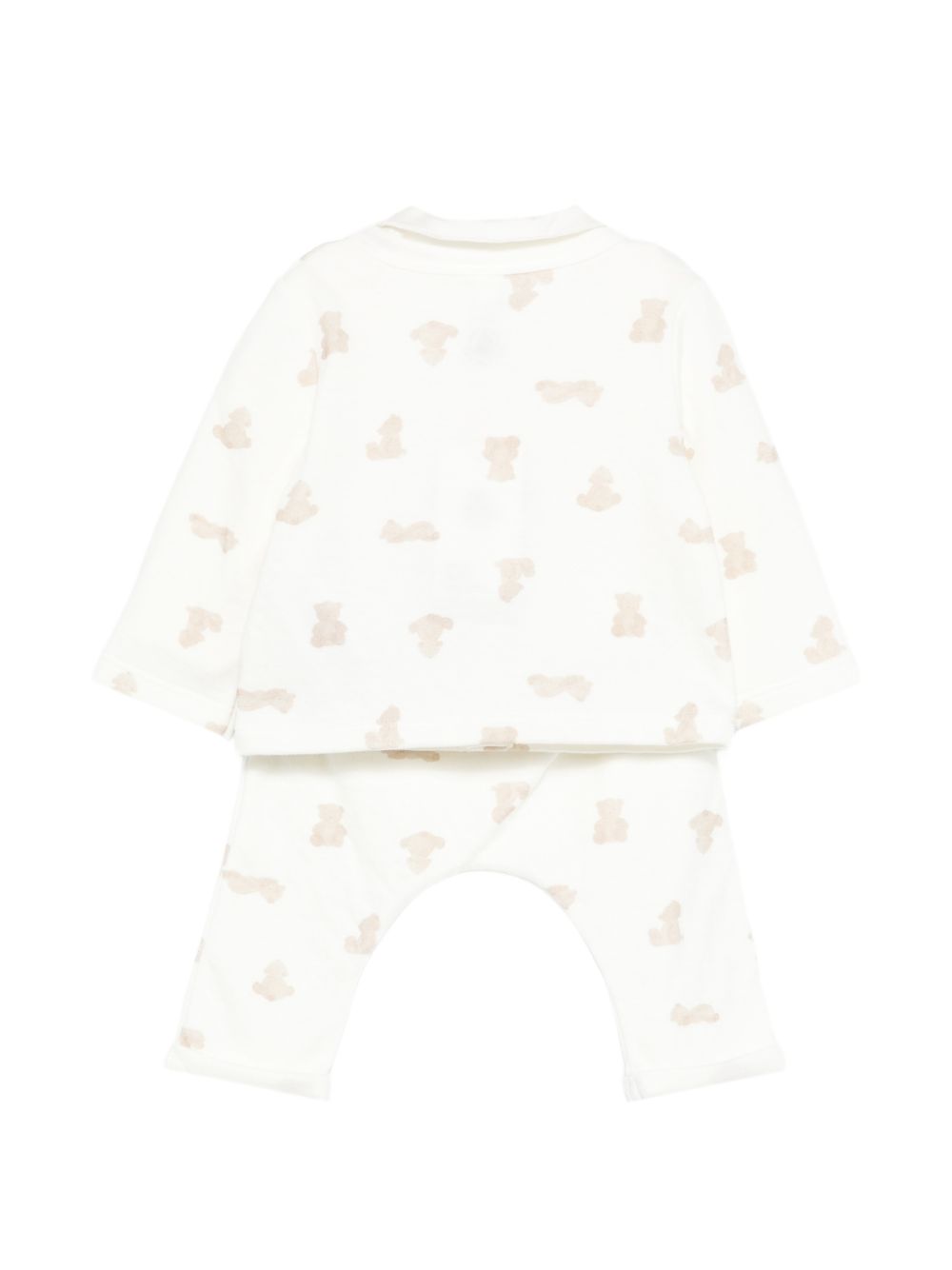 Set t-shirt e pantaloni per neonati Petit Bateau bianco con stampa orsetto all-over A0FQY 01 PETIT BATEAU KIDS 