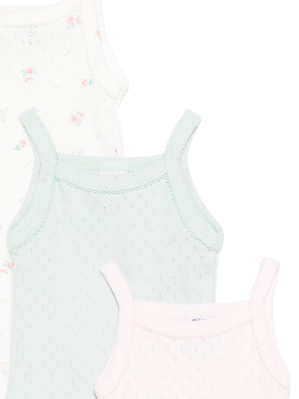 Set tre body per neonata Petit Bateau multicolore con finiture e stampa floreale A0FRW 00 PETIT BATEAU KIDS 