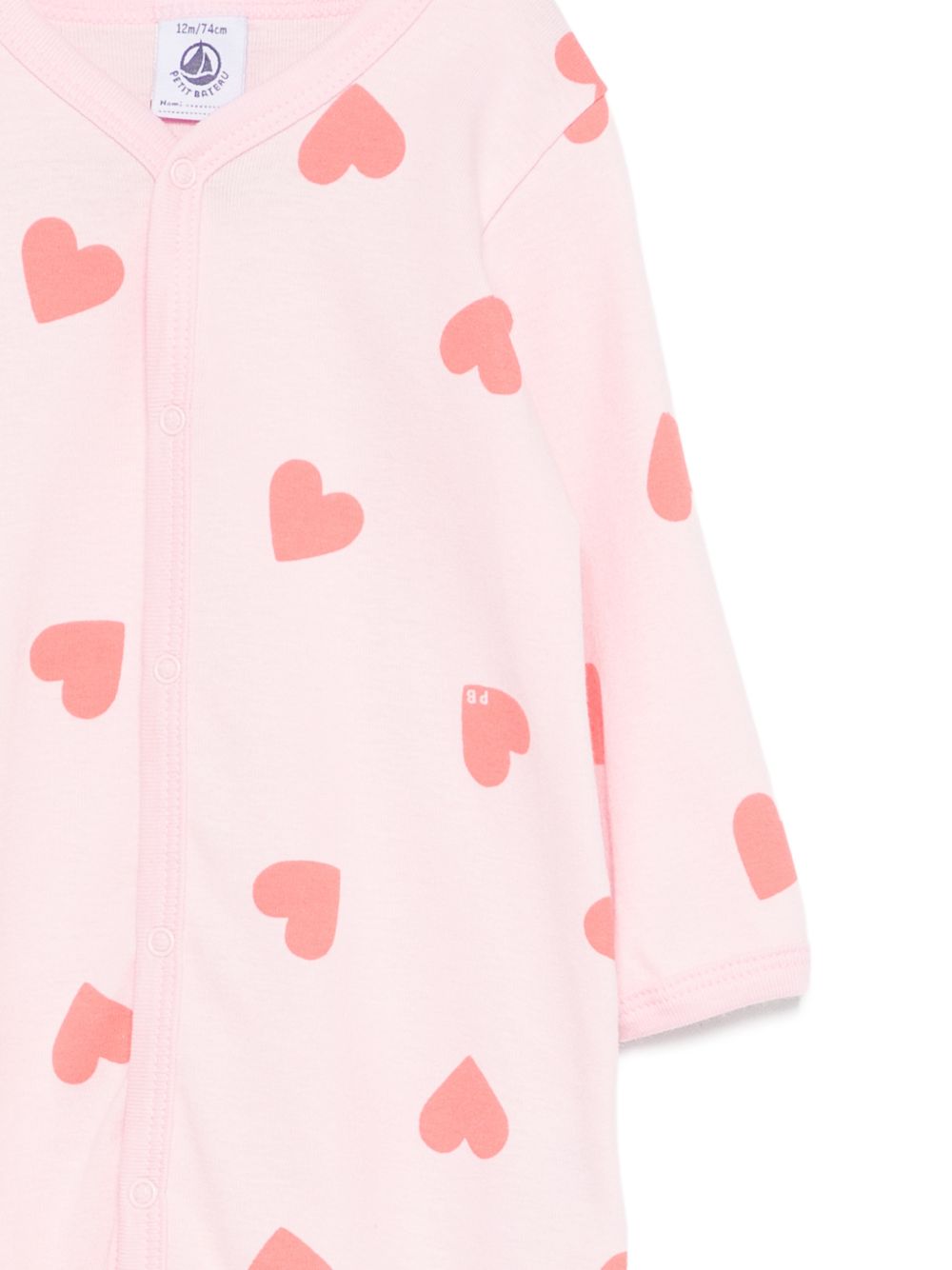 Pigiama per neonata Petit Bateau rosa con stampa cuori A0FSA 01 PETIT BATEAU KIDS 