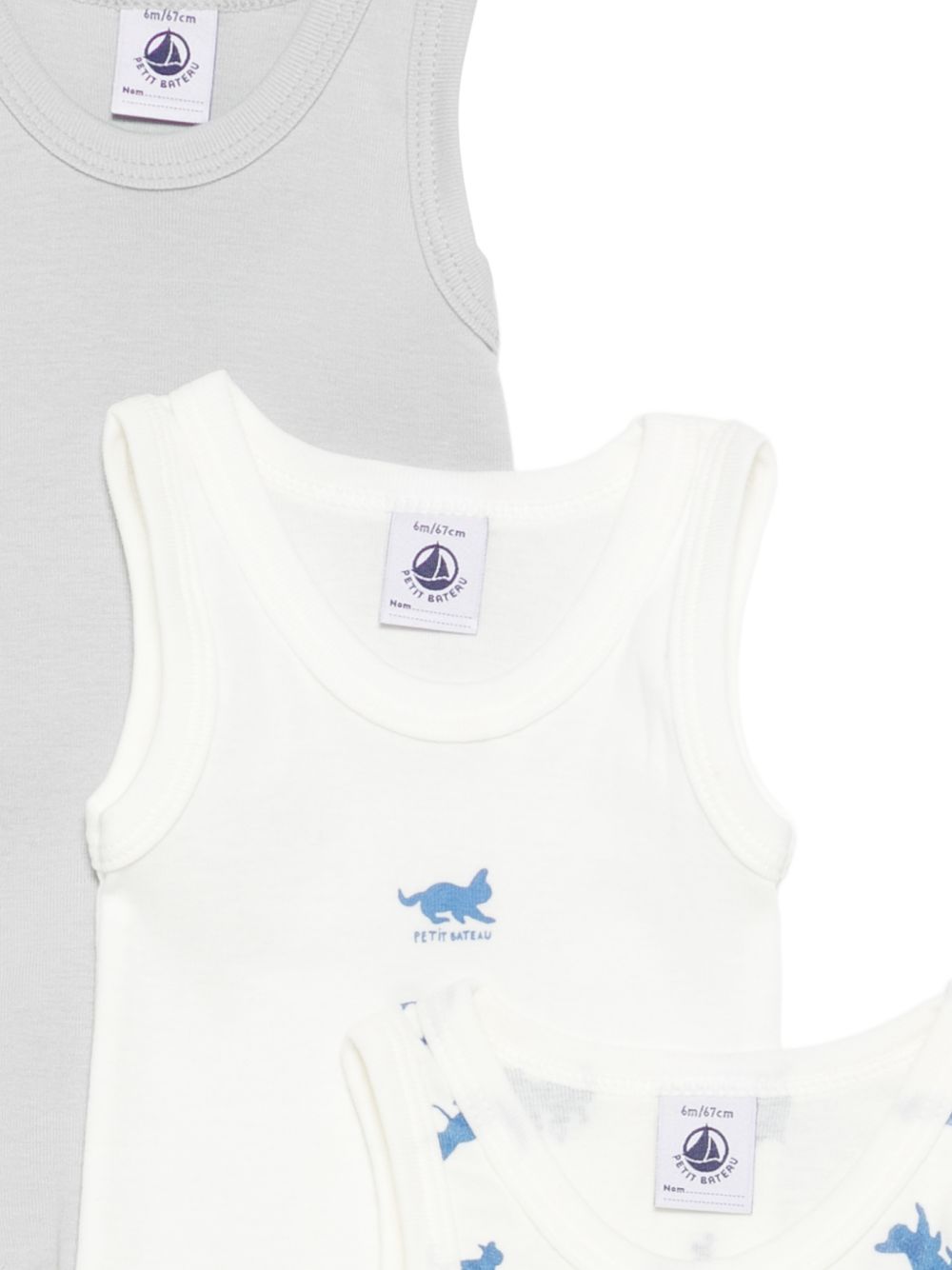 Set tre body per neonato Petit Bateau multicolore senza maniche A0FSO 00 PETIT BATEAU KIDS 