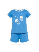 Pigiama per bambino Petit Bateau blu a maniche corte con scollo rotondo A0FTQ 01 PETIT BATEAU KIDS 