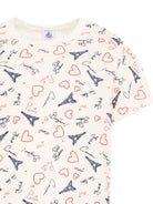 Pigiama per bambina Petit Bateau bianco opaco con motivo a cuore A0FV8 01 PETIT BATEAU KIDS 