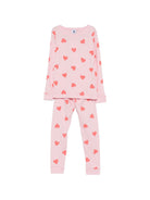 Pigiama per bambina Petit Bateau rosa con stampa a cuori all-over A0FVF 01 PETIT BATEAU KIDS 
