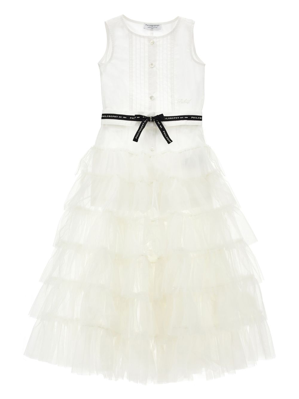 Abito per bambina Philosophy Di Lorenzo Kids bianco con chiusura a bottoni I1G201 7116 0001 PHILOSOPHY KIDS 