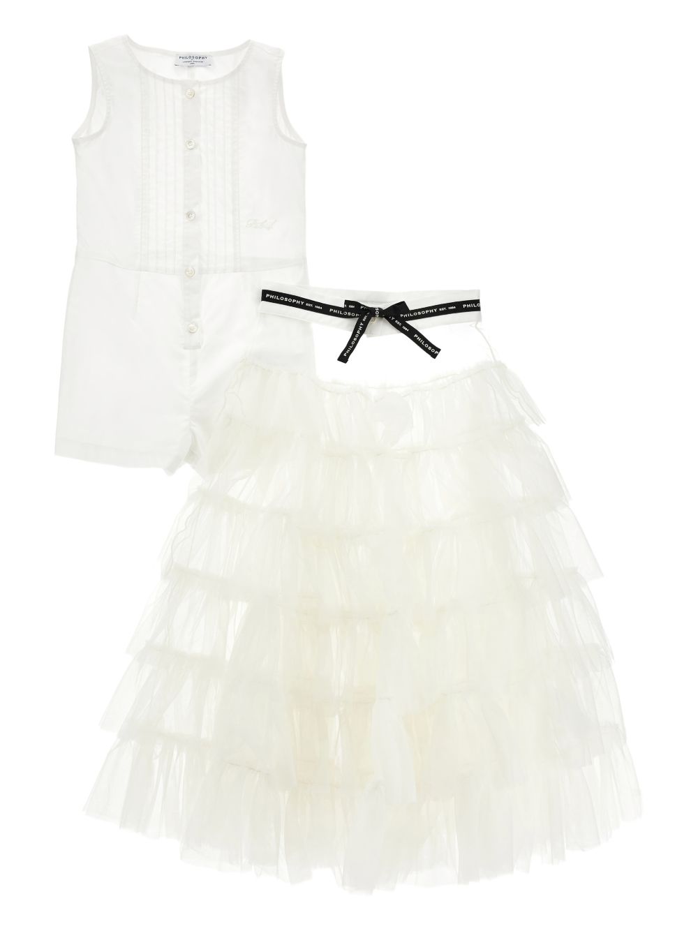 Abito per bambina Philosophy Di Lorenzo Kids bianco con chiusura a bottoni I1G201 7116 0001 PHILOSOPHY KIDS 
