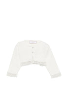 Cardigan per neonata Paz Radriguez bianco con finiture in pizzo 001-123245 6062 PaZ RODRIGUEZ KIDS 
