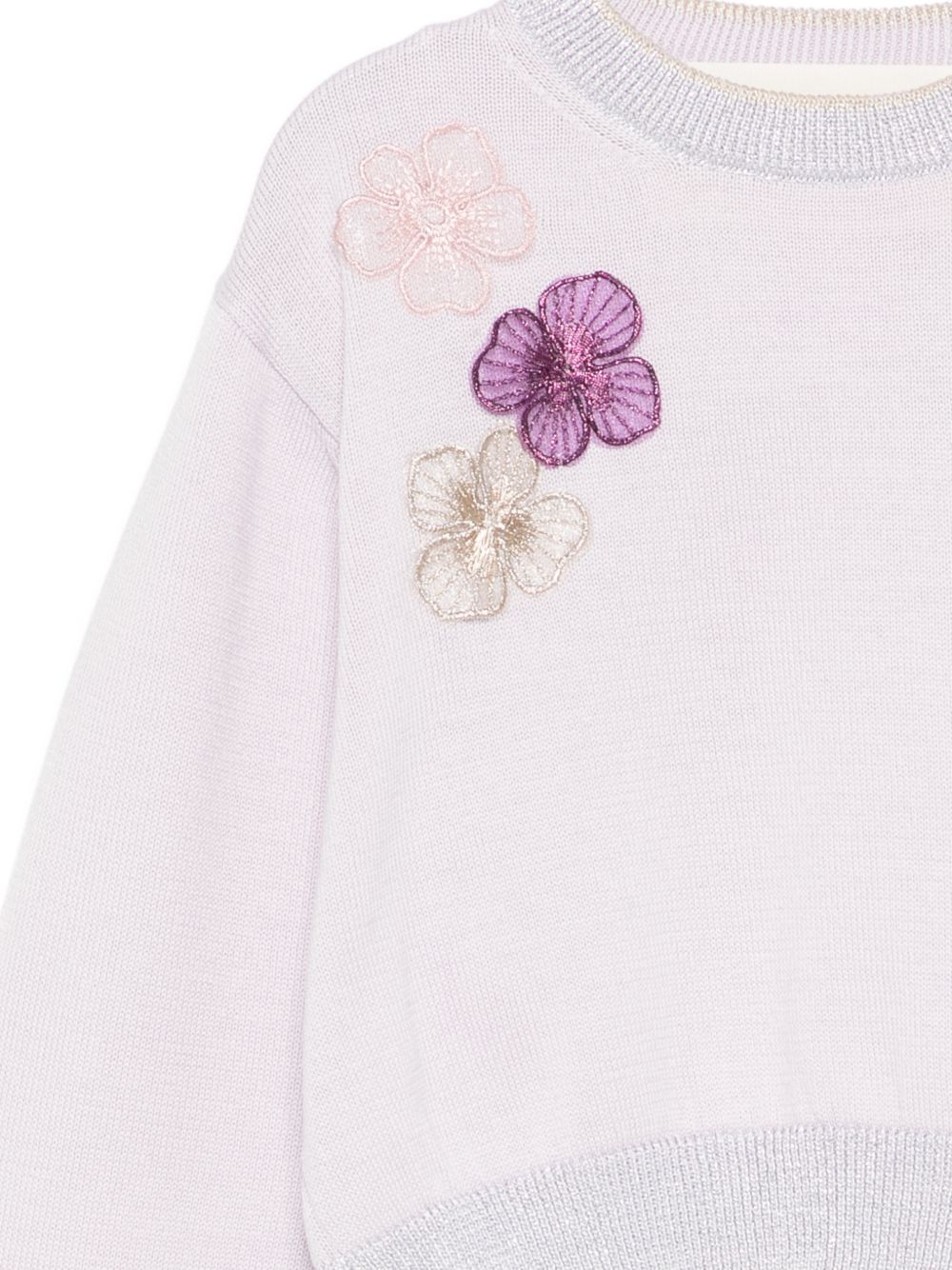 Maglione per bambina Simonetta lilla con applicazioni floreali SY9A20 X0018 545 SIMONETTA KIDS 