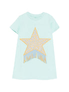 Abito per bambina Stella McCartney Kids azzurro con stella sul davanti TY1A91 Z0434 683 STELLA McCARTNEY KIDS 
