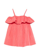 Abito per bambina Stella McCartney Kids rosso corallo con spalline arricciate TY1D82 S0183 470 STELLA McCARTNEY KIDS 