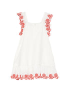 Abito per bambina Stella McCartney Kids bianco con decorazioni floreali rosse TY1E72 Z0138 101 STELLA McCARTNEY KIDS 