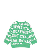 Felpa per neonato Stella McCartney Kids verde con logo all-over TY4610 Z3568 769BC STELLA McCARTNEY KIDS 
