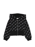 Felpa per bambina Stella McCartney Kids nera con stampa logo all-over TY4B50 Z3477 930BC STELLA McCARTNEY KIDS 