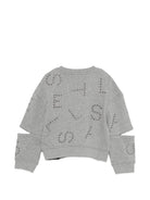 Felpa per bambina Stella McCartney Kids grigia con stampa logo all-over TY4B70 Z3409 808 STELLA McCARTNEY KIDS 