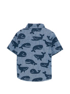 Camicia per neonato Stella McCartney Kids in denim con stampa balene TY5511 Z3621 606BL STELLA McCARTNEY KIDS 