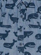 Camicia per neonato Stella McCartney Kids in denim con stampa balene TY5511 Z3621 606BL STELLA McCARTNEY KIDS 