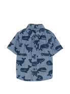 Camicia per neonato Stella McCartney Kids in denim con stampa balene TY5511 Z3621 606BL STELLA McCARTNEY KIDS 