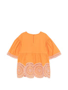 Blusa per bambina Stella McCarteny Kids arancione con dettagli ricamati TY5A02 Z3459 465 STELLA McCARTNEY KIDS 