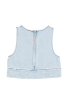 Top per bambina Stella McCartney Kids denim con chiusura con zip posteriore TY5A52 Z0746 600 STELLA McCARTNEY KIDS 