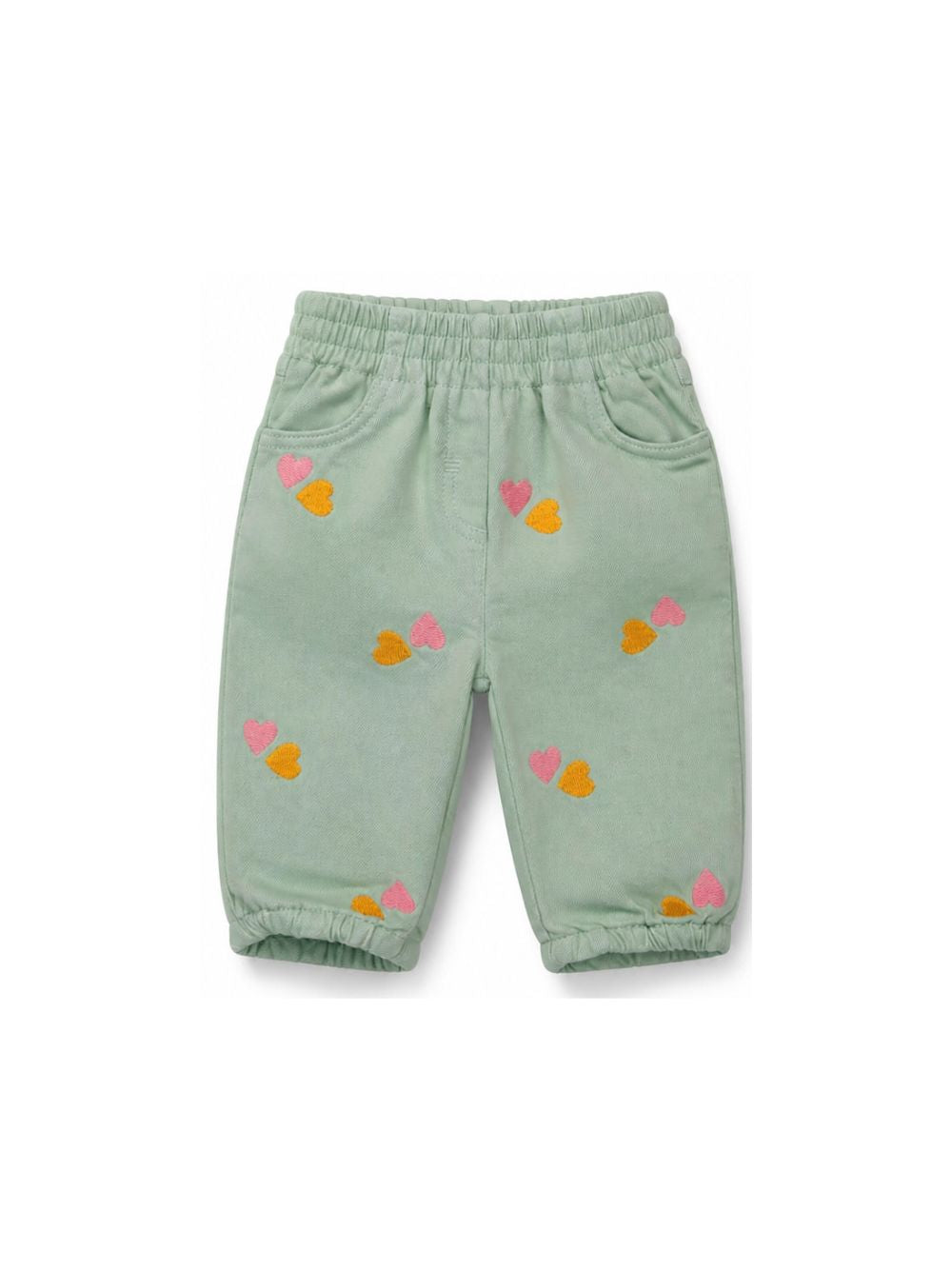 Pantaloni per neonato Stella McCartney Kids verde con ricamo a cuore all-over TY6020 Z3454 754EM STELLA McCARTNEY KIDS 