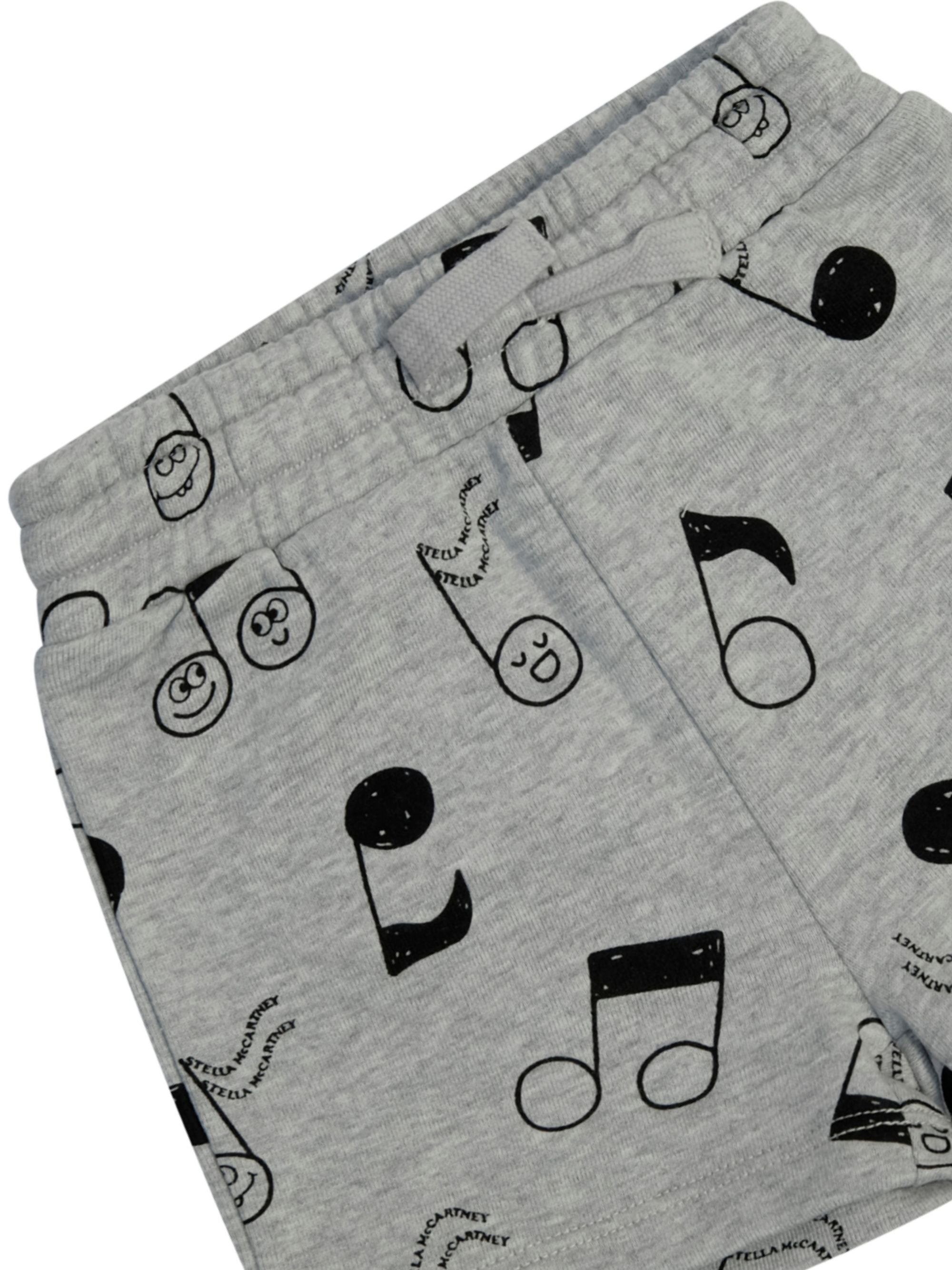 Shorts per neonato Stella McCartney Kids grigio con stampa note musicali all-over TY6539 Z3563 807NE STELLA McCARTNEY KIDS 