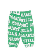 Pantaloni per neonato Stella McCartney Kids verde con stampa logo all-over TY6650 Z3568 769BC STELLA McCARTNEY KIDS 