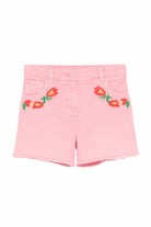 Shorts per bambina Stella McCartney Kids rosa con ricamo a fiori TY6C69 Z0156 509 STELLA McCARTNEY KIDS 