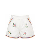 Shorts per bambina Stella McCartney Kids bianco con ricamo floreale TY6E19 Z0138 101 STELLA McCARTNEY KIDS 
