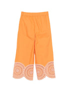 Pantaloni per bambina Stella McCartney Kids arancioni con orlo smerlato TY6E30 Z3459 465 STELLA McCARTNEY KIDS 