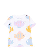 T-shirt per neonati Stella McCartney Kids bianca con stampa grafica pesciolini TY8081 Z3573 100MC STELLA McCARTNEY KIDS 