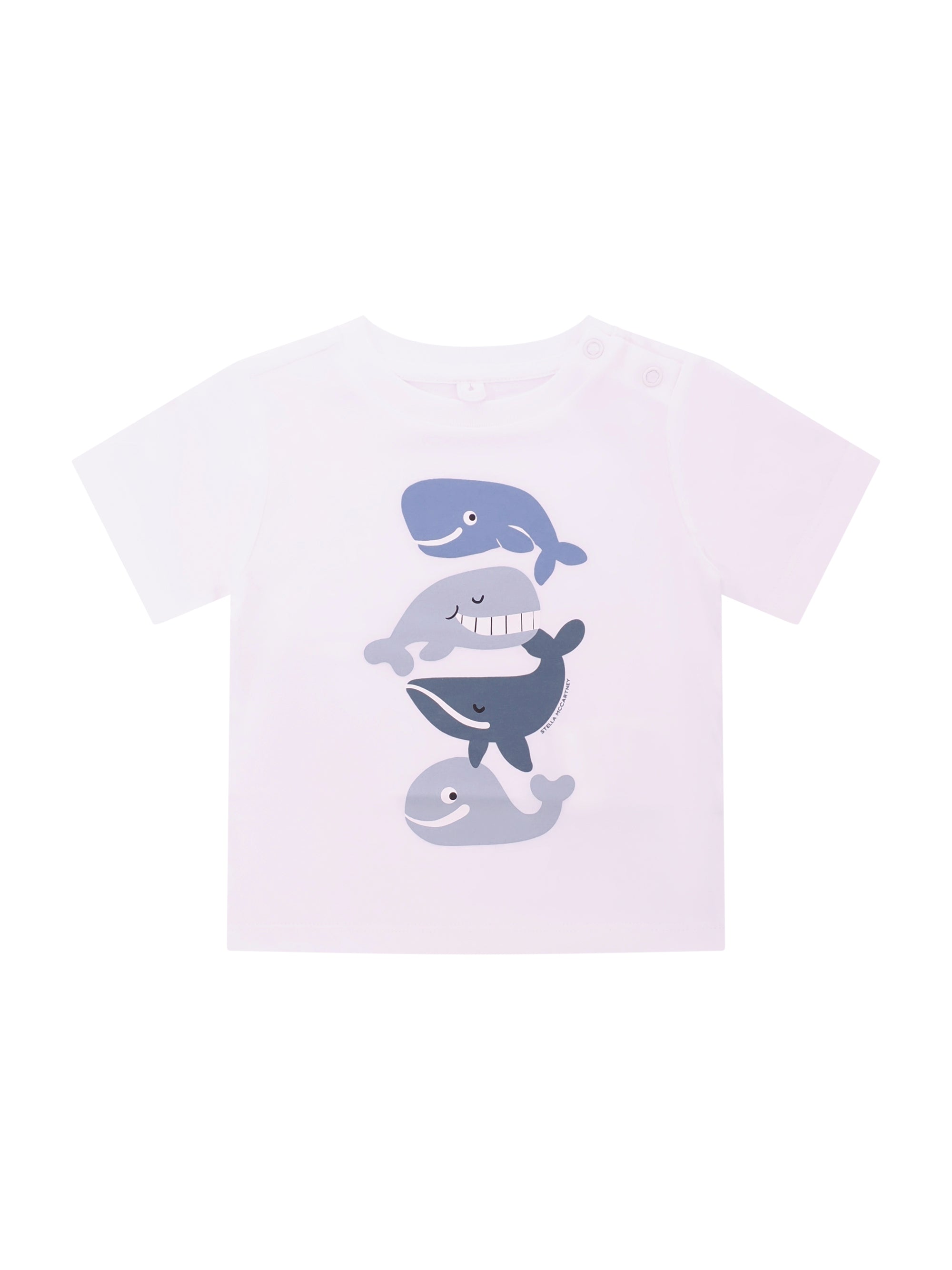 T-shirt da neonato Stella McCartney Kids bianca con stampa grafica balena TY8570 Z0434 100 STELLA McCARTNEY KIDS 