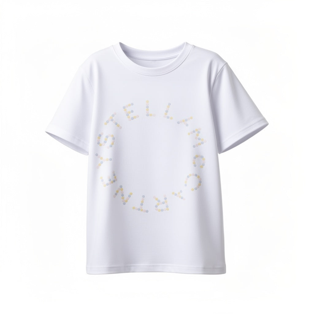 T-shirt per bambina Stella McCartney Kids bianca con stampa logo TY8C71 Z0434 100 STELLA McCARTNEY KIDS 